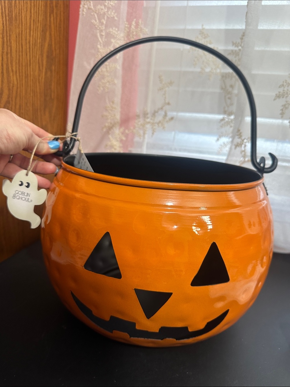 Goblin & Ghoul metal pumpkin 🎃  hammered-finish jack-o'-lantern